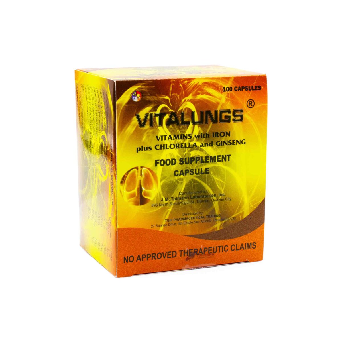 Vitalungs Vitamins with Iron plus Chlorella and Ginseng Food Supplement